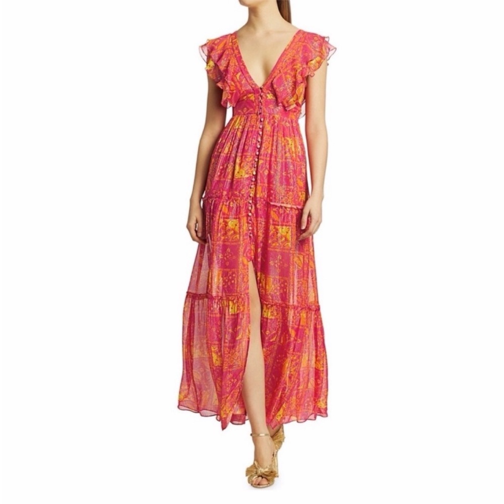 Hemant & Nandita Coastal Long Printed Maxi Dress Size Large